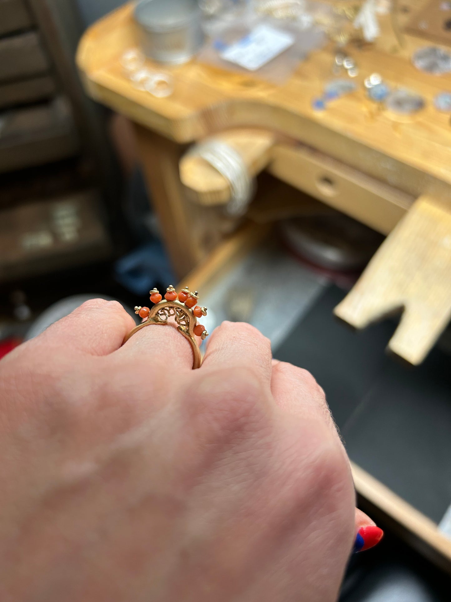 Beatrice Ring with Coral and Gold