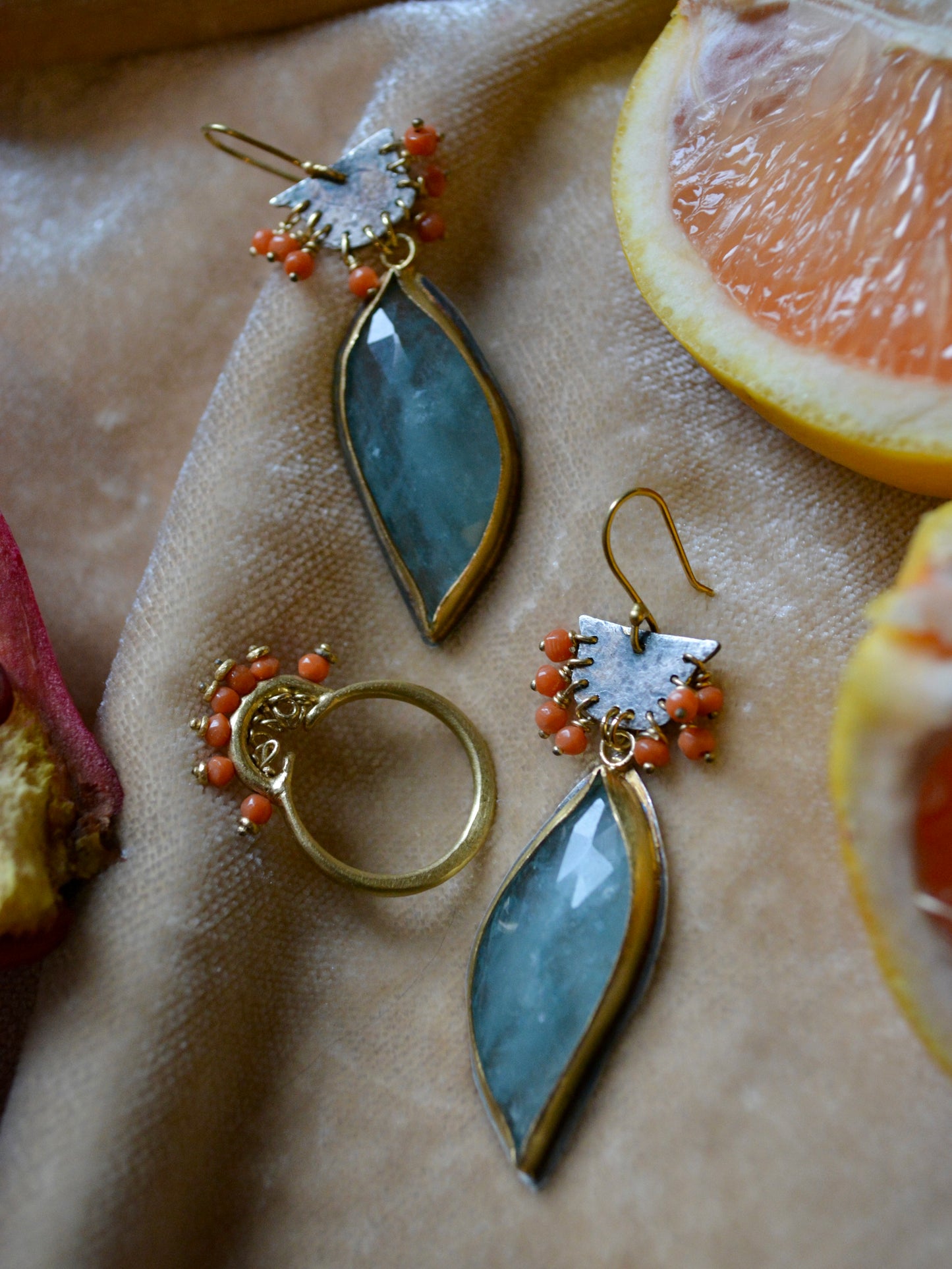 Beatrice Ring with Coral and Gold