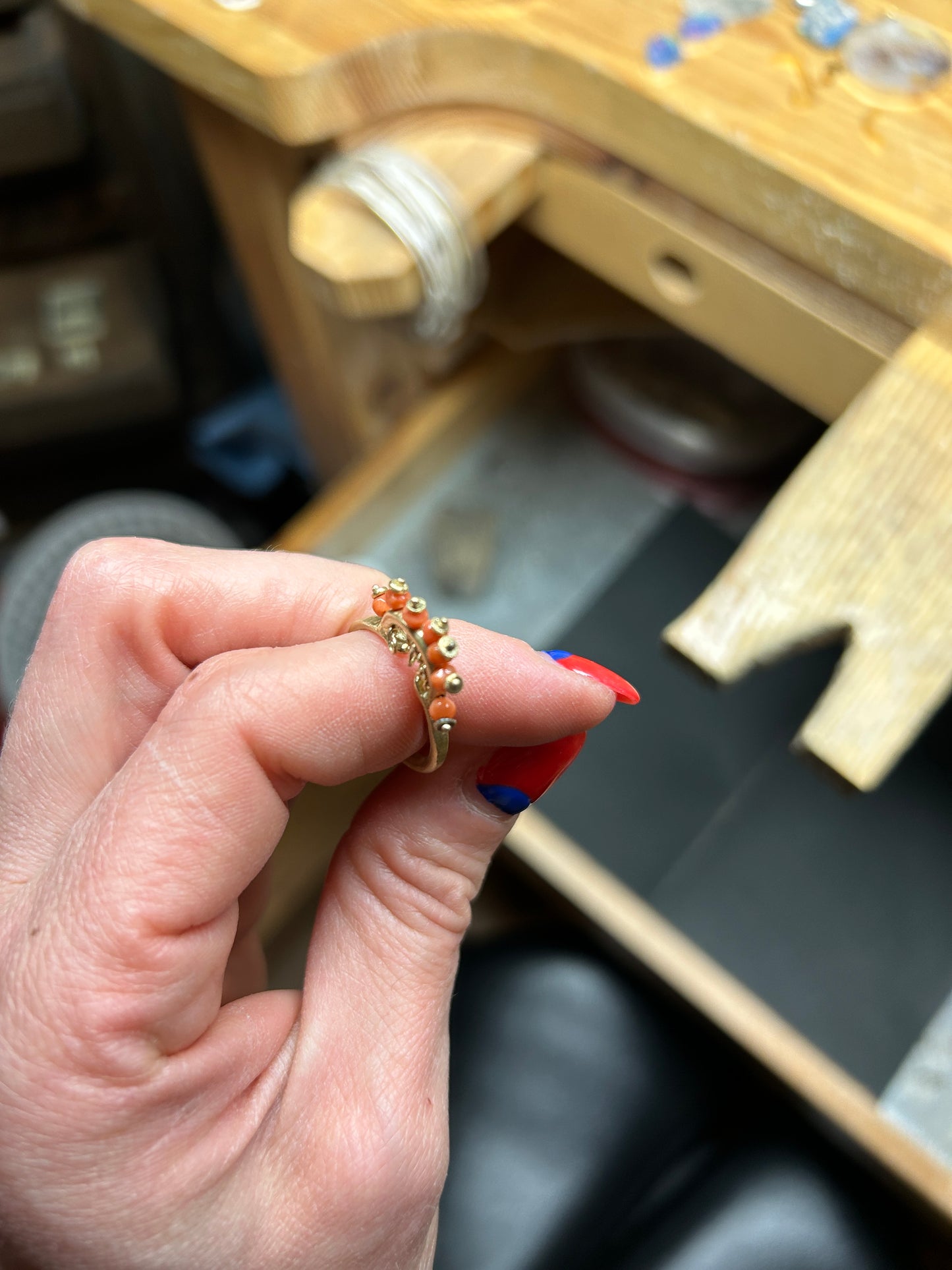 Beatrice Ring with Coral and Gold