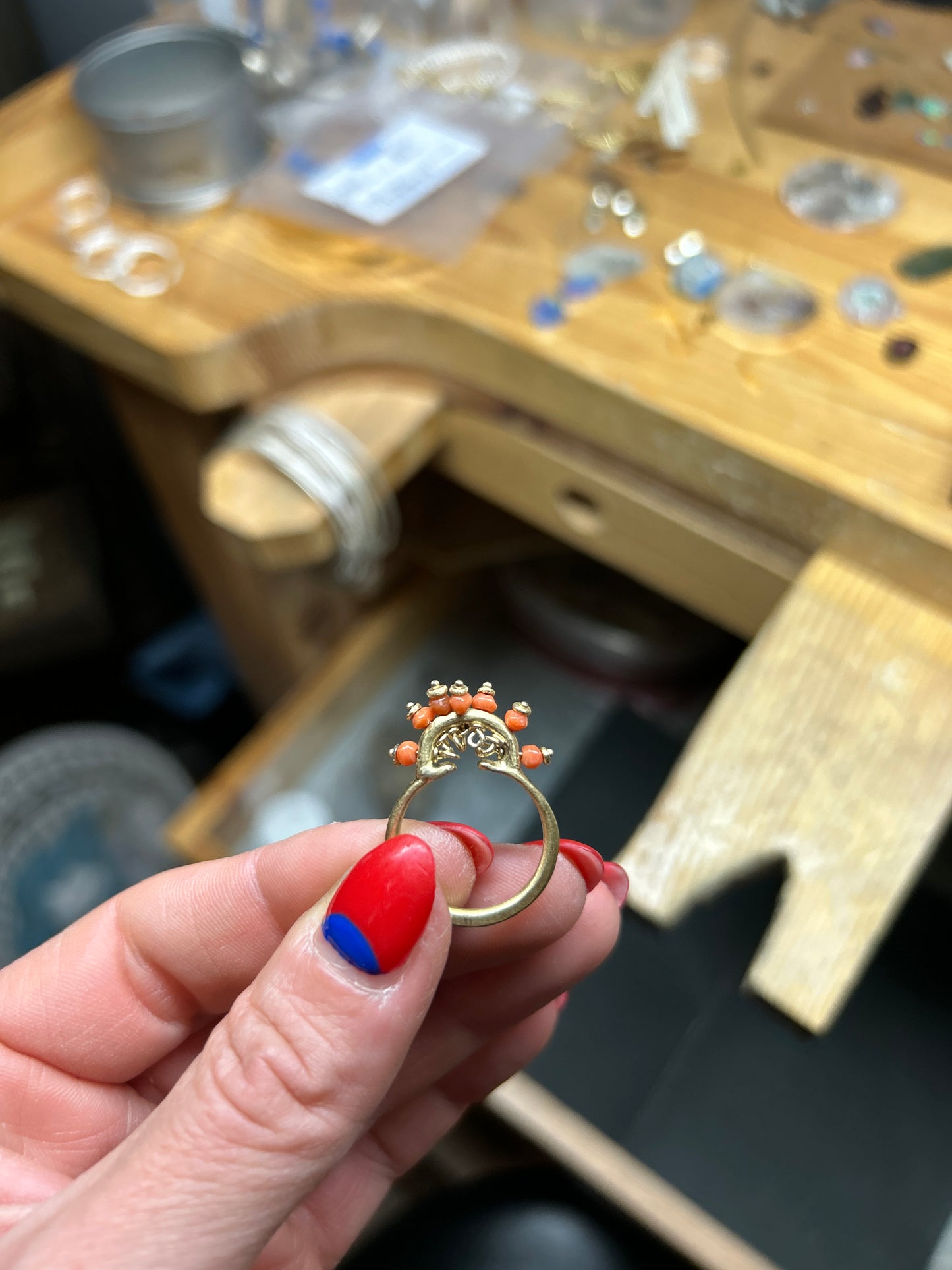 Beatrice Ring with Coral and Gold