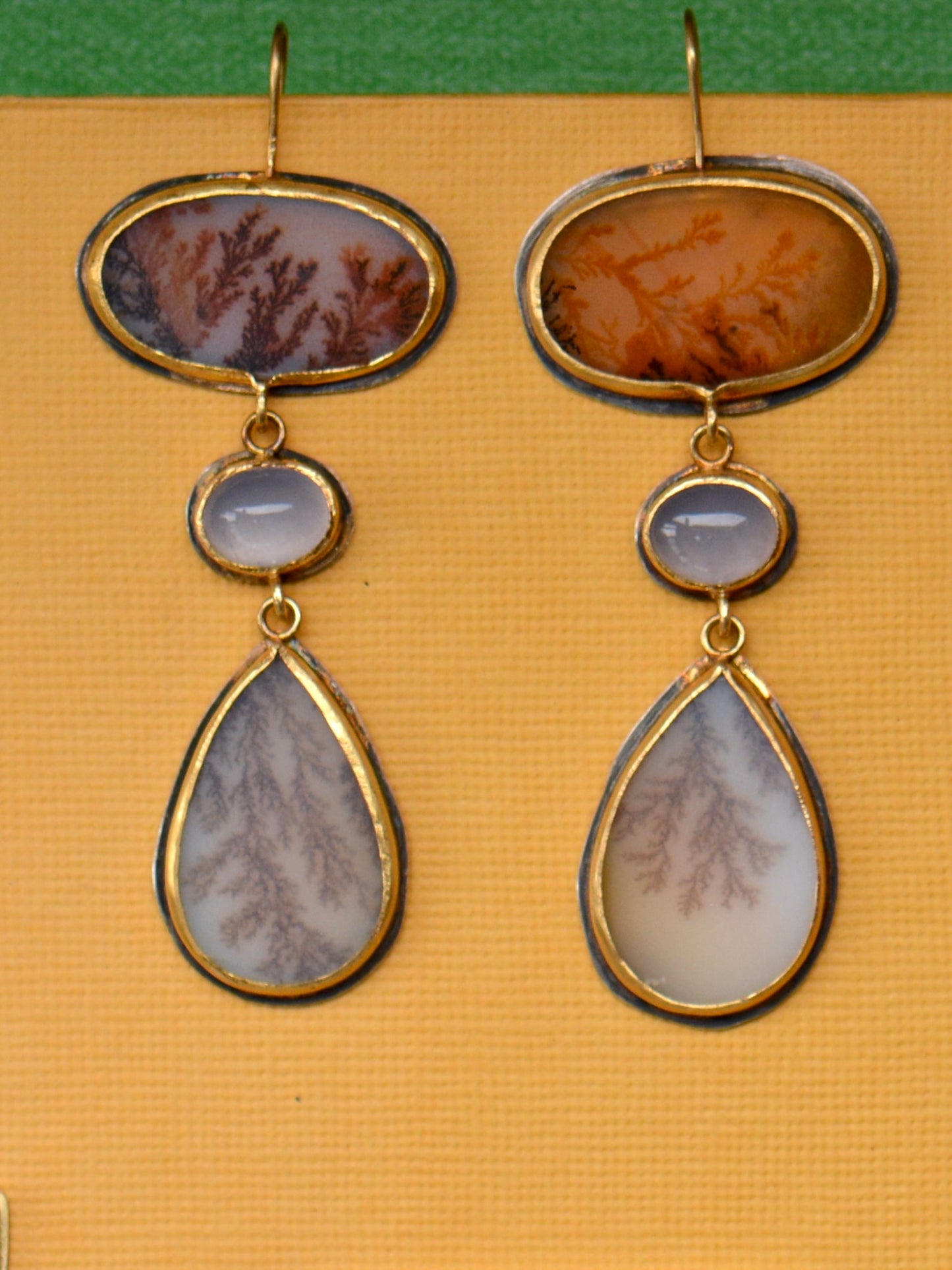 Dendritic Agate and Lilac Chalcedony Statement Earrings