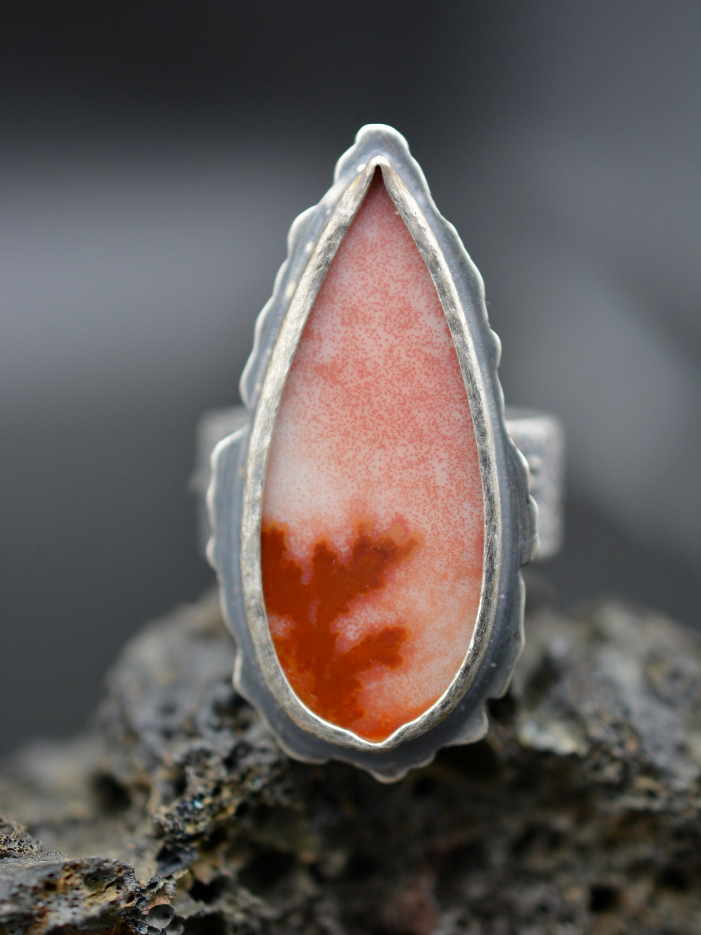 Dendritic Agate Flame Purgatorio Ring