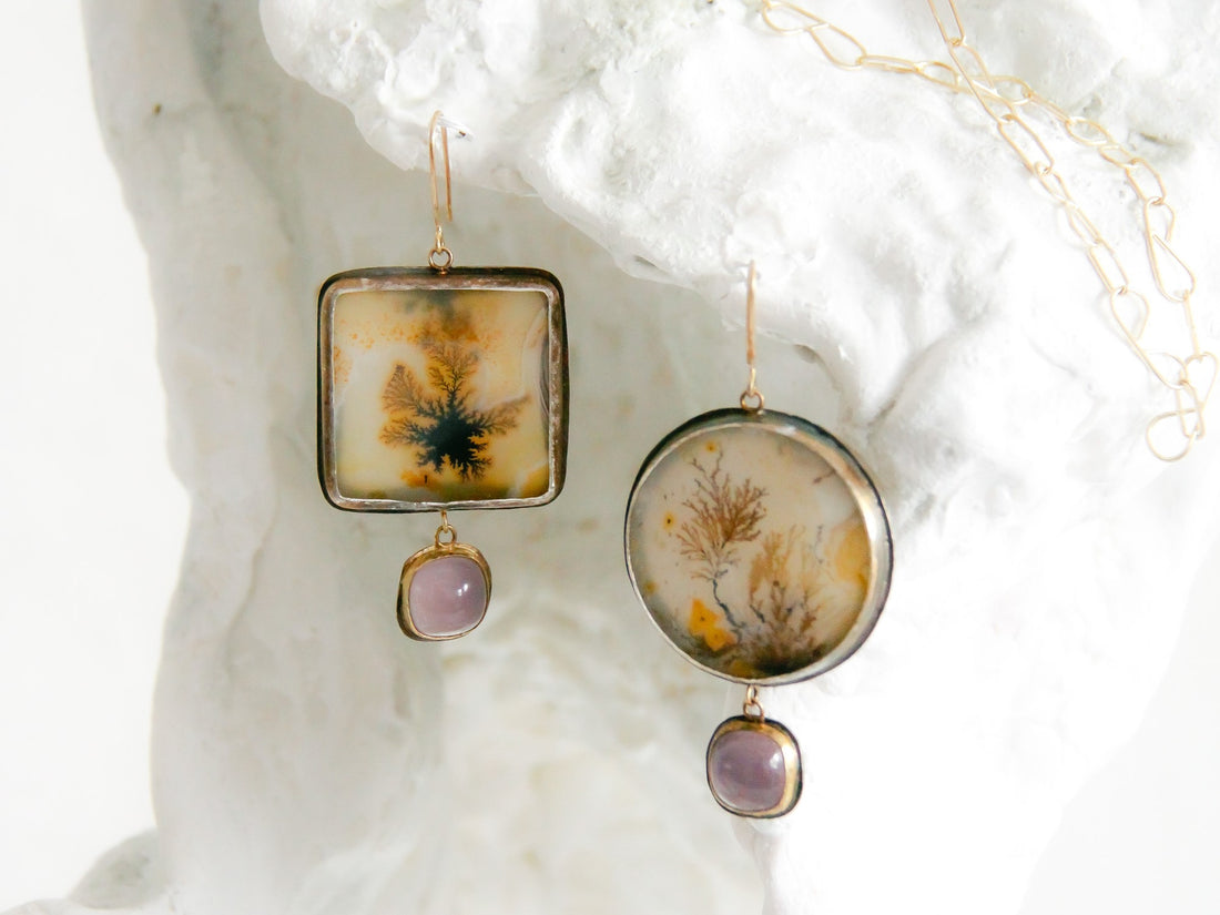 Dendritic Agate Earrings from the Summer Collection