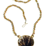 Dendritic Agate & Opal Bead Splotch Statement Necklace