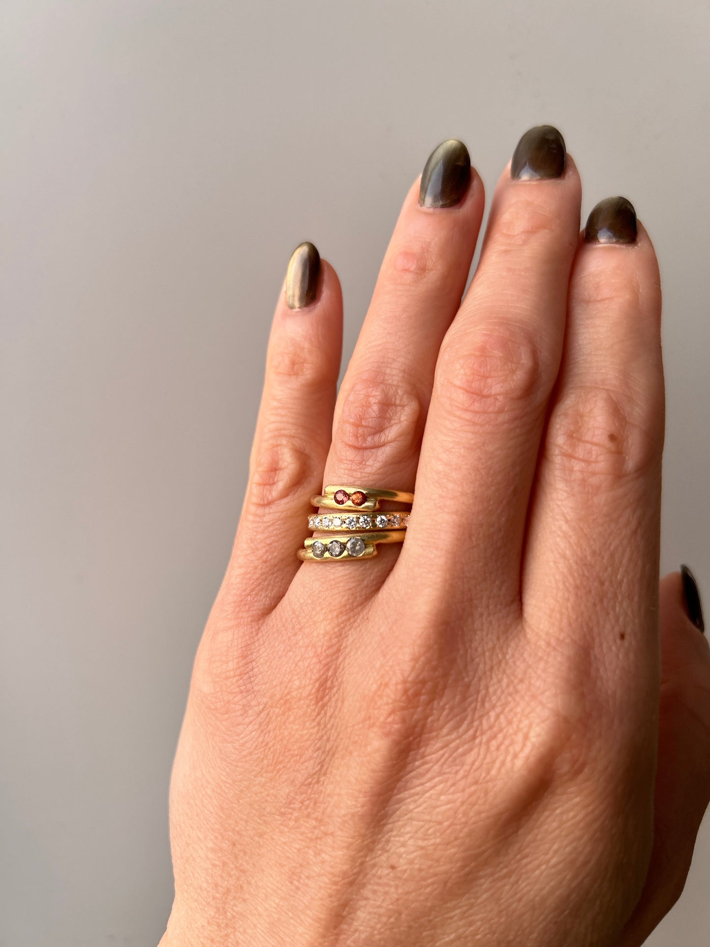Gemstone Vine Ring 18k Solid Gold