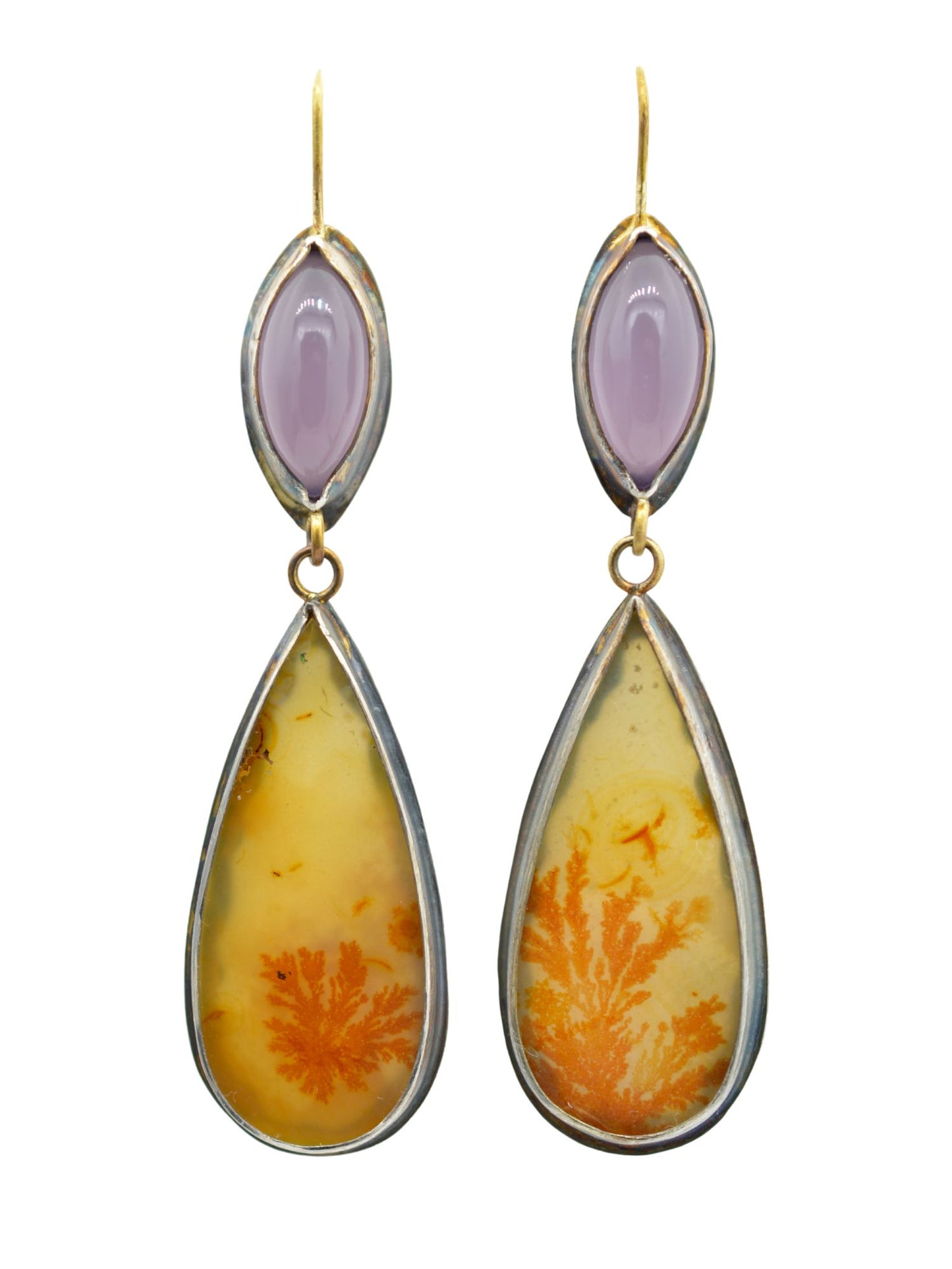 Chalcedony and Dendritic Agate Earrings