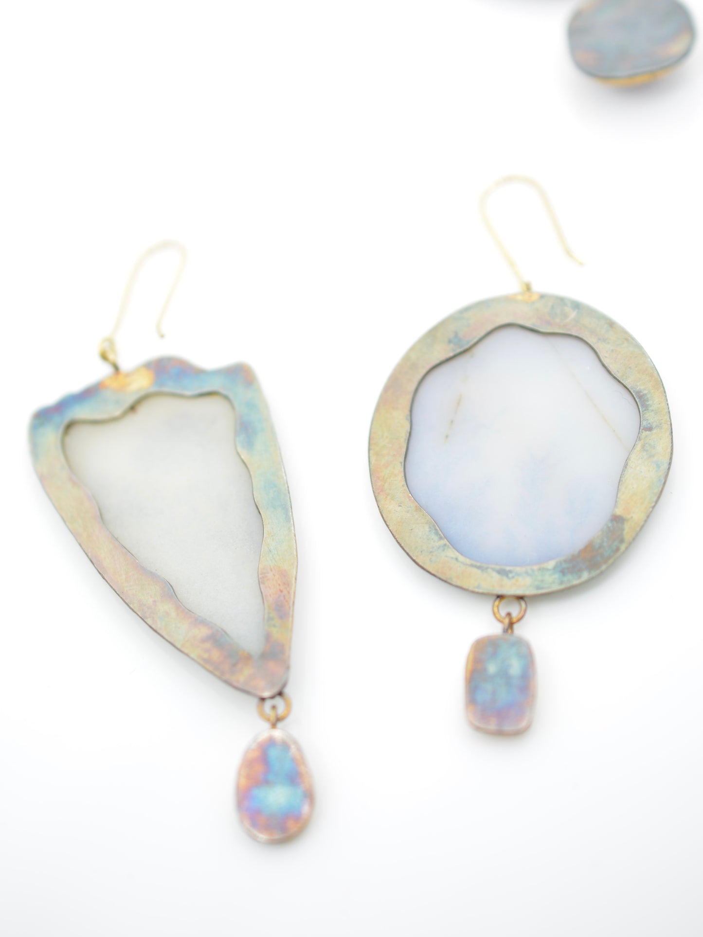 Dendritic Agate and Opal Earrings