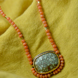 Variscite, Antique Coral & Sapphire Beaded Necklace