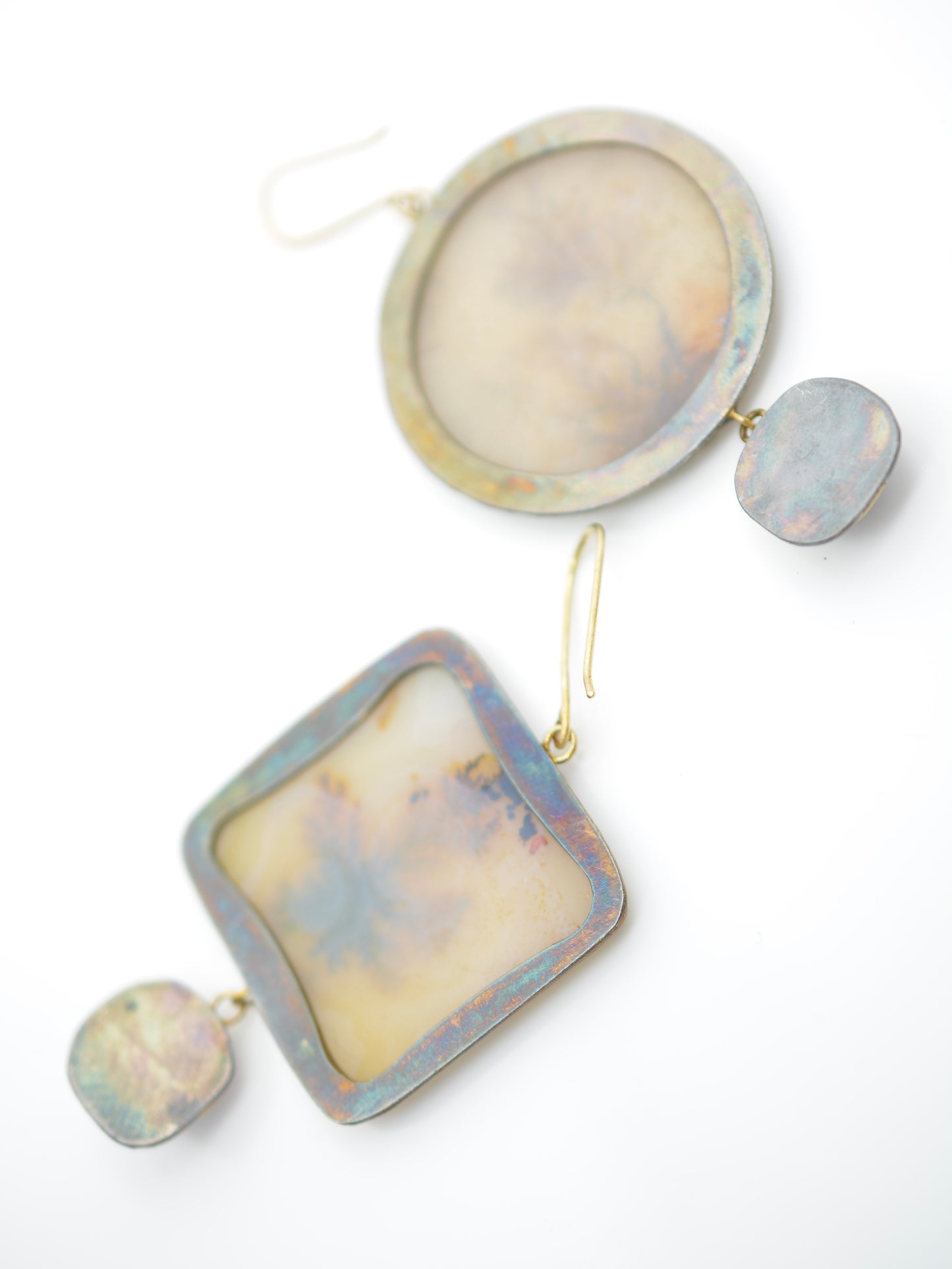 Dendritic Agate and Chalcedony Earrings