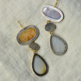 Dendritic Agate and Lilac Chalcedony Statement Earrings