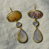 Dendritic Agate and Lilac Chalcedony Statement Earrings