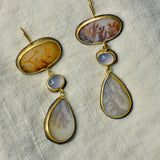 Dendritic Agate and Lilac Chalcedony Statement Earrings