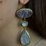 Dendritic Agate and Lilac Chalcedony Statement Earrings
