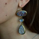 Dendritic Agate and Lilac Chalcedony Statement Earrings