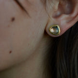 Watermelon Tourmaline Checkerboard Studs