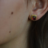 Watermelon Tourmaline Sugarloaf Studs