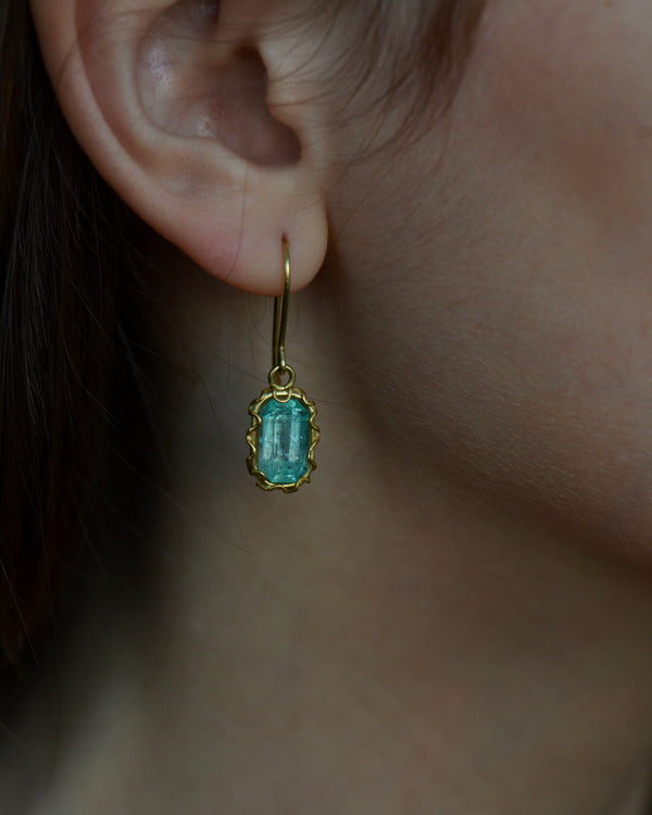 Emerald Squiggle Drop Earrings