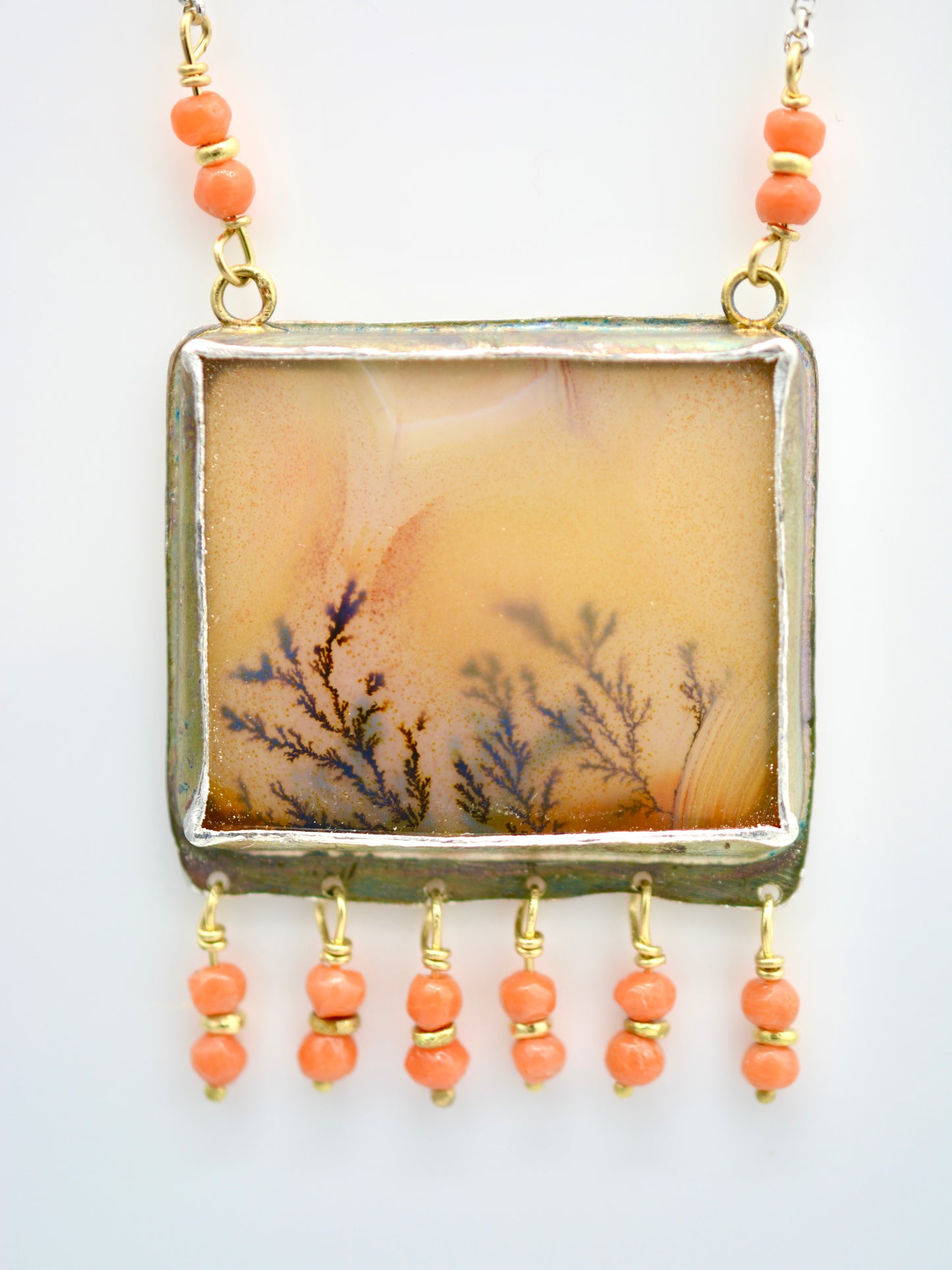 Dendritic Agate and Coral Necklace