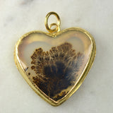 Black Dendritic Agate Heart & Opal Beaded Necklace