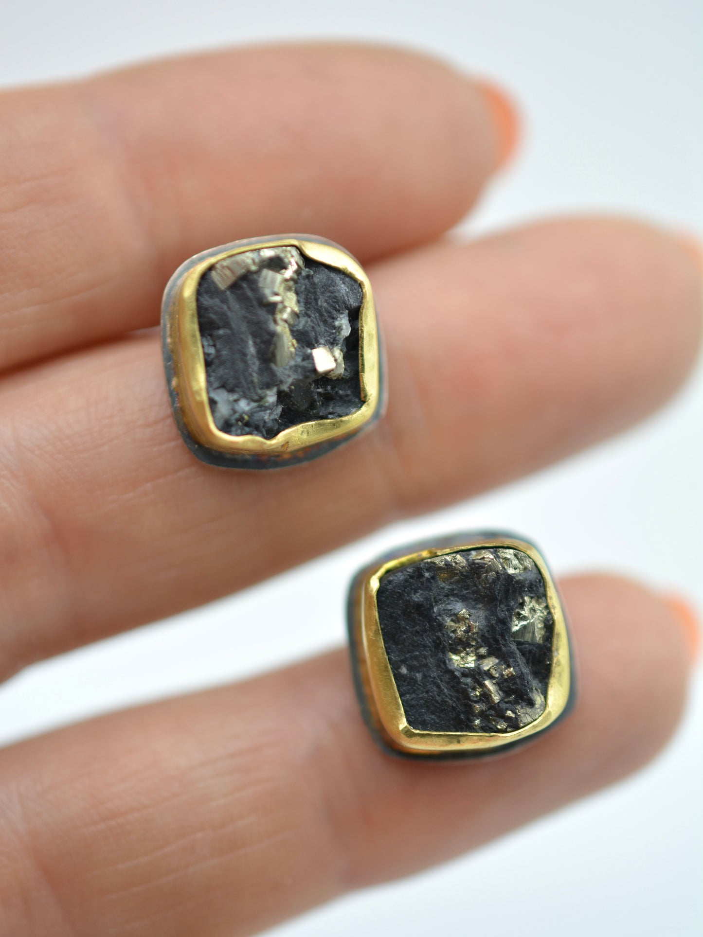 Pyrite Slate Stud Earrings