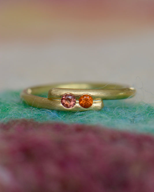 Gemstone Vine Ring 18k Solid Gold