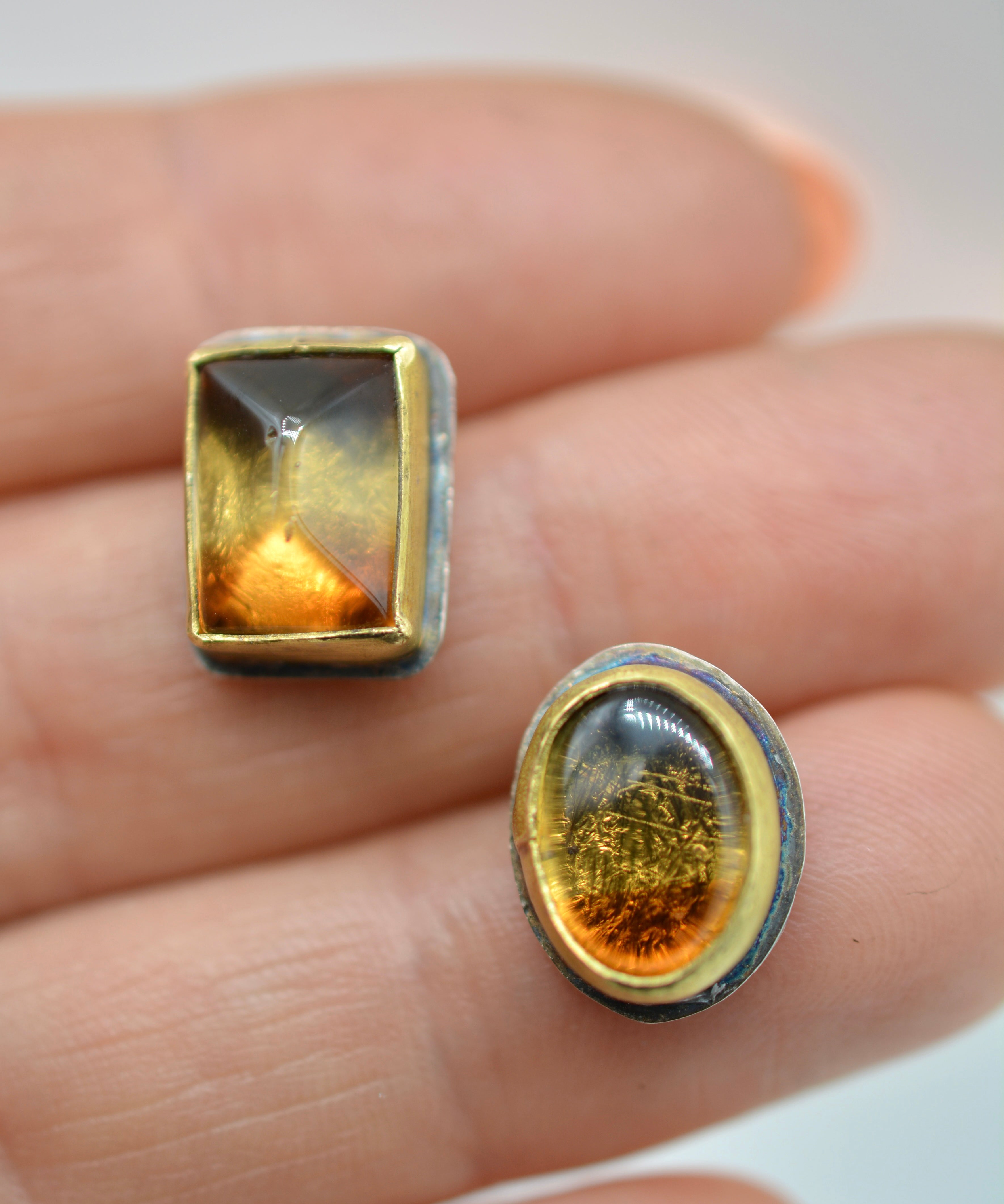 Cognac Bi-Colour Topaz Stud Earrings