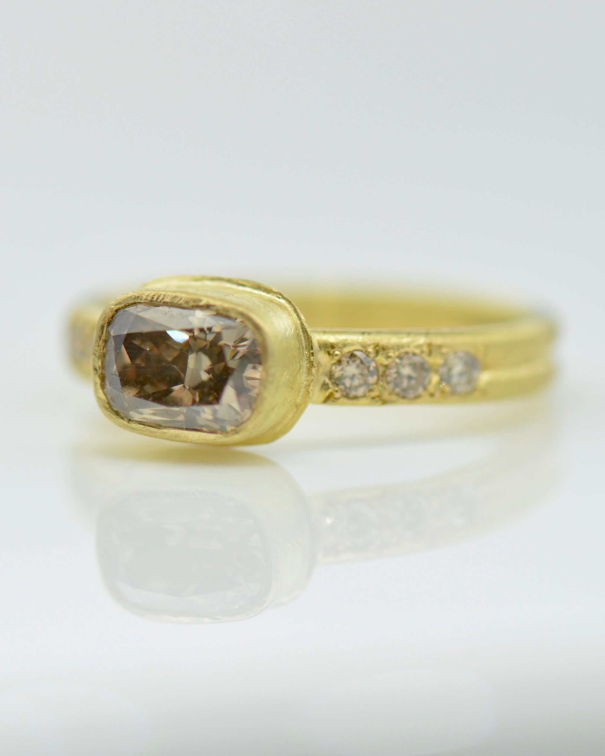 Canadian Champagne Diamond Solitaire Ring 1.13ct | Handcrafted 18k Gold