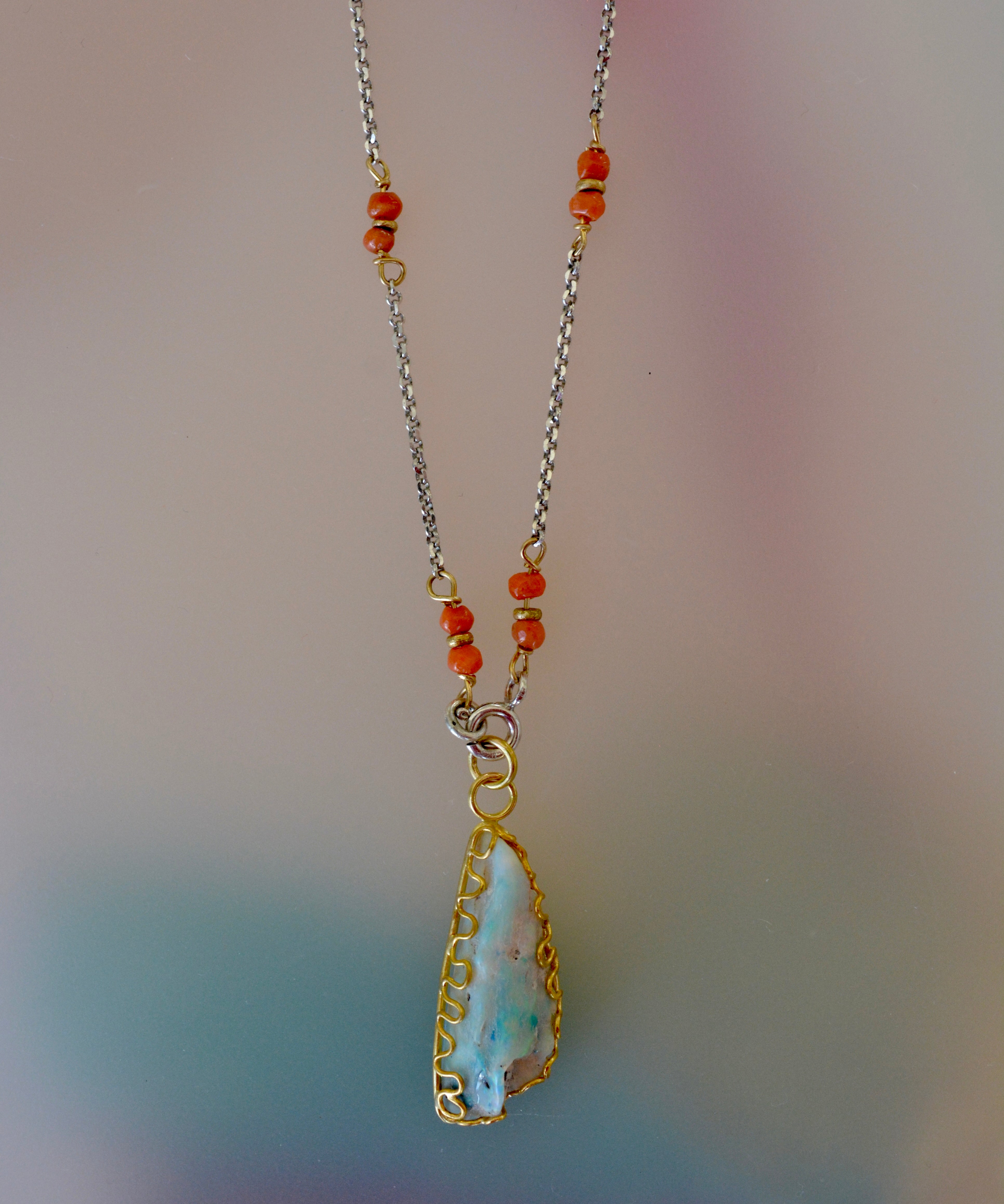 Opal Specimen Squiggle Pendant II