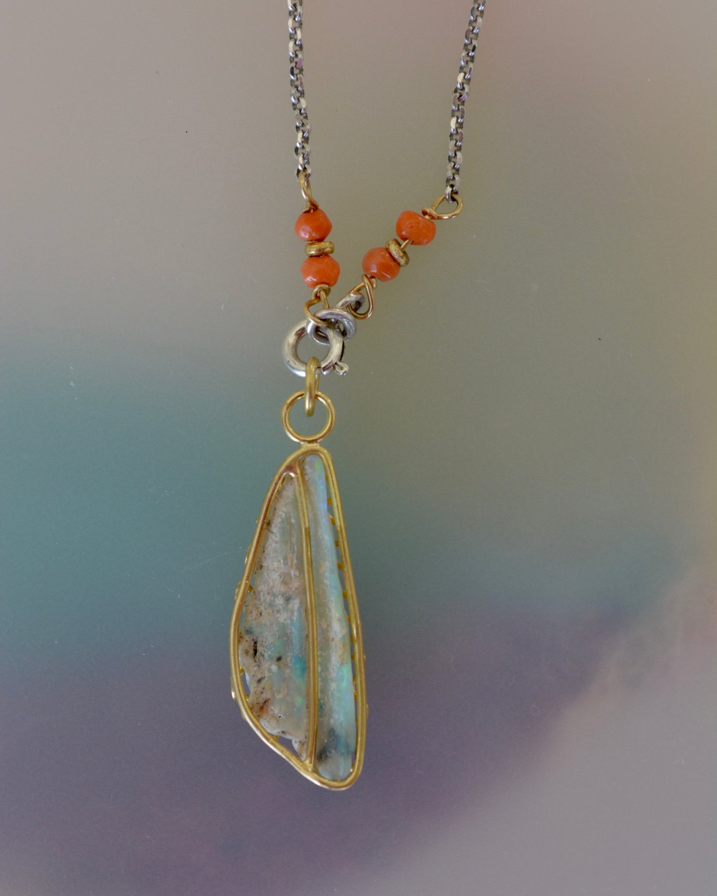 Opal Specimen Squiggle Pendant II