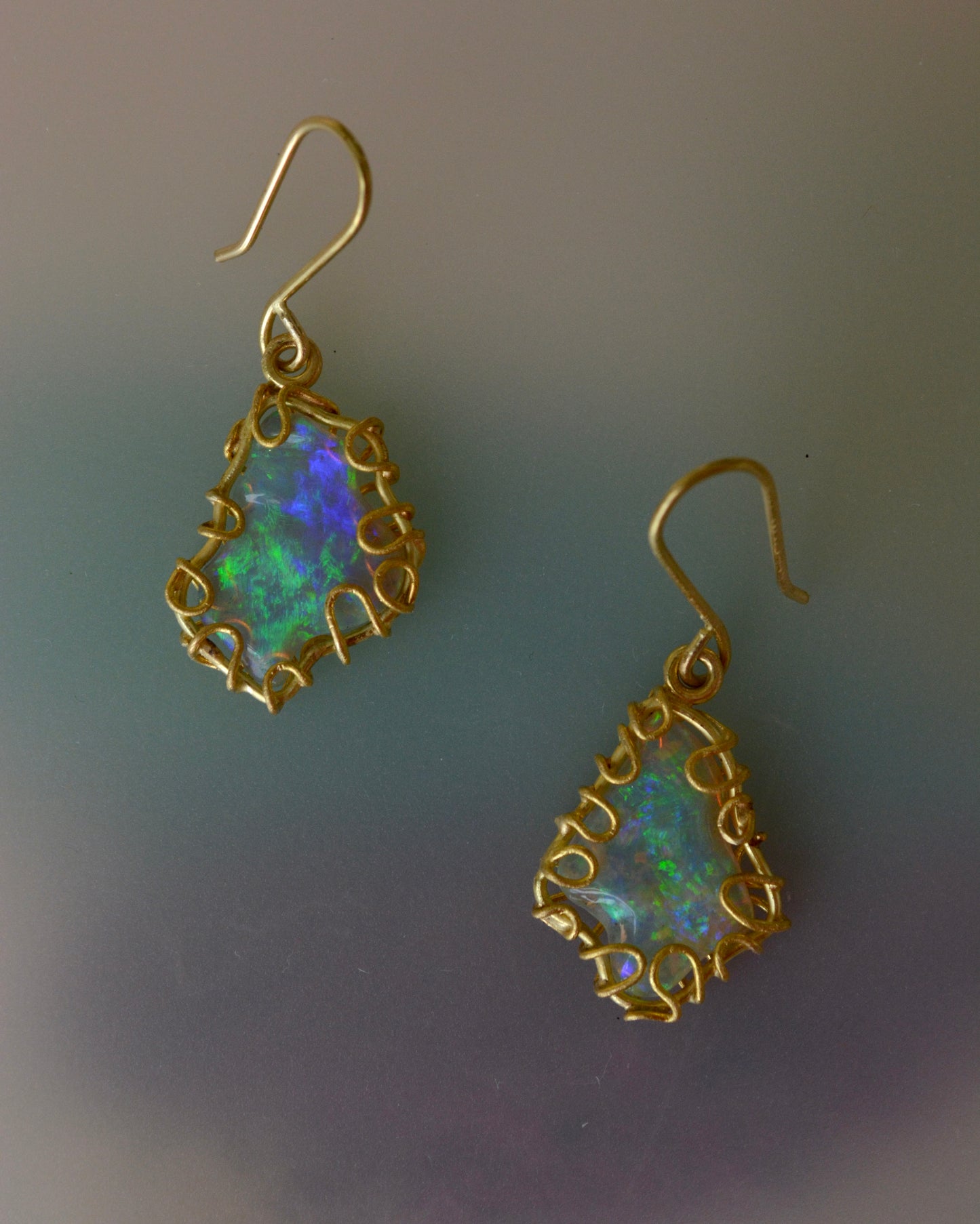 Carved Opal Squiggle Earrings