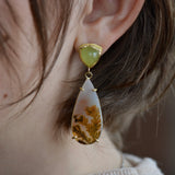 Dendritic Agate and Vesuvianite Earrings