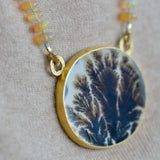 Dendritic Agate & Opal Bead Splotch Statement Necklace