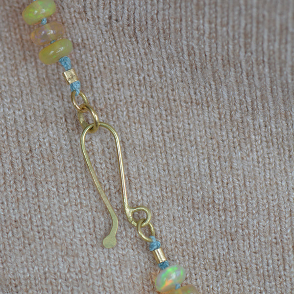 Dendritic Agate & Opal Bead Splotch Statement Necklace | Handcrafted Silver, 22k & 18k Gold