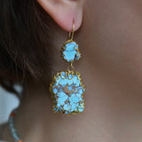 Lavender Turquoise Squiggle Statement Earrings