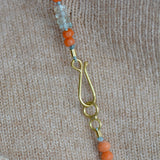 Dendritic Agate, Aquamarine & Antique Coral Beaded Necklace