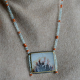 Dendritic Agate, Aquamarine & Antique Coral Beaded Necklace