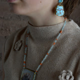 Lavender Turquoise Squiggle Statement Earrings