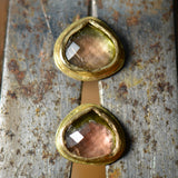 Watermelon Tourmaline Checkerboard Studs