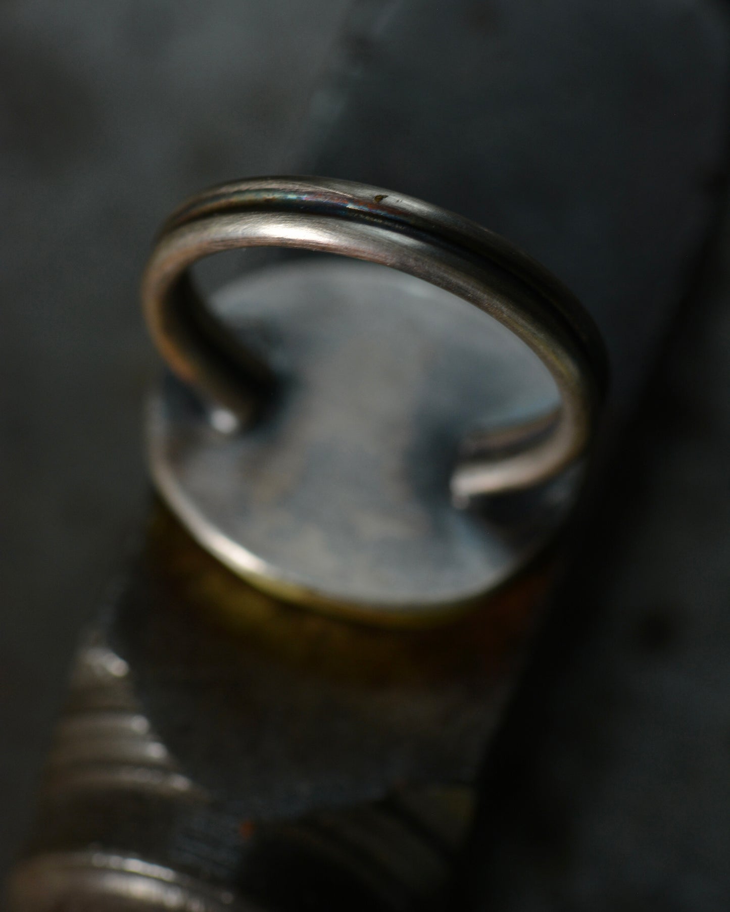 Earthy Dendritic Agate Ring | Handcrafted 18k Gold & Sterling Silver