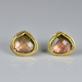 Watermelon Tourmaline Checkerboard Studs