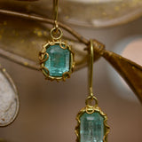 Emerald Squiggle Drop Earrings