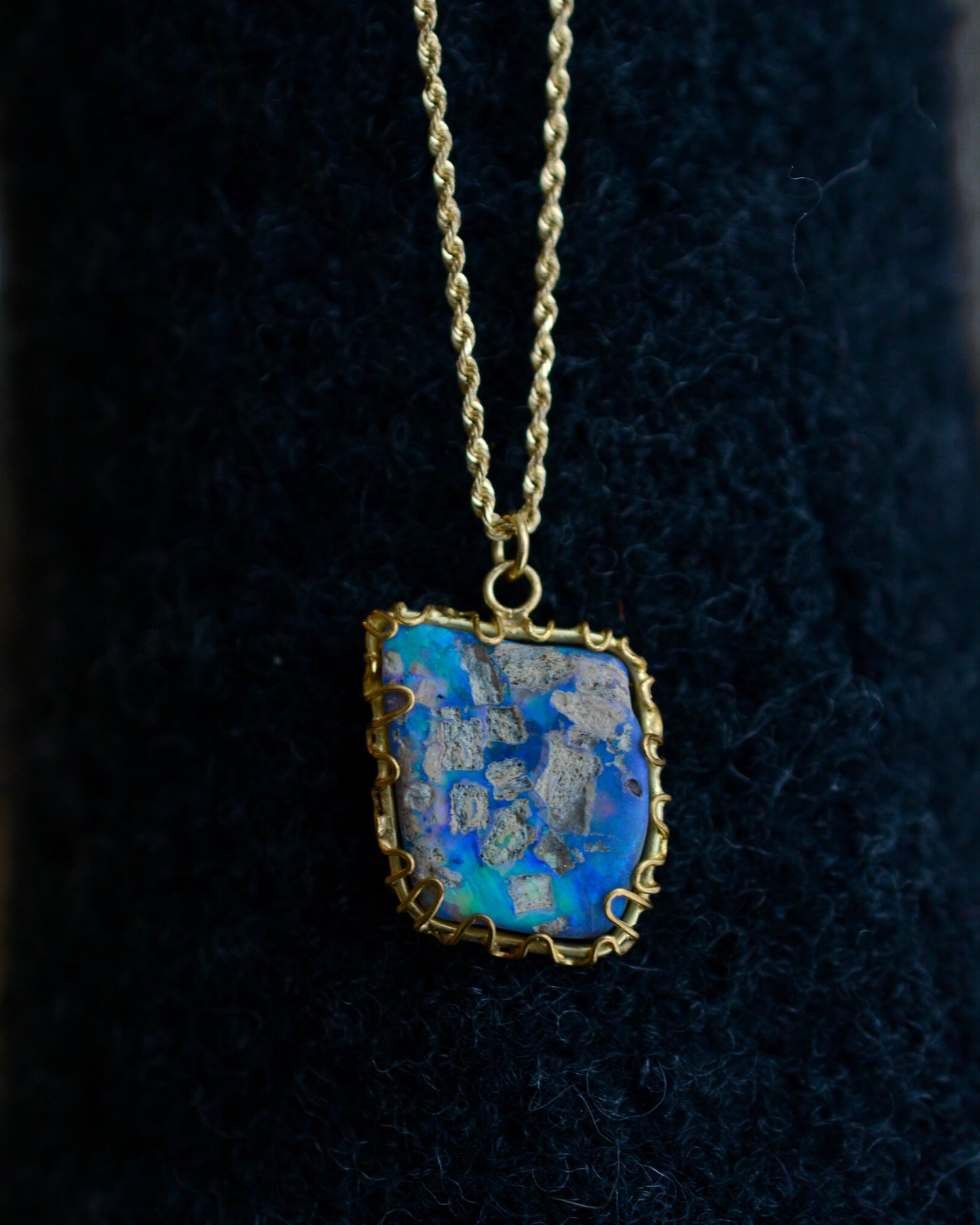 Opal Specimen Squiggle Pendant