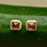 Watermelon Tourmaline Sugarloaf Studs