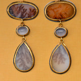 Dendritic Agate and Lilac Chalcedony Statement Earrings