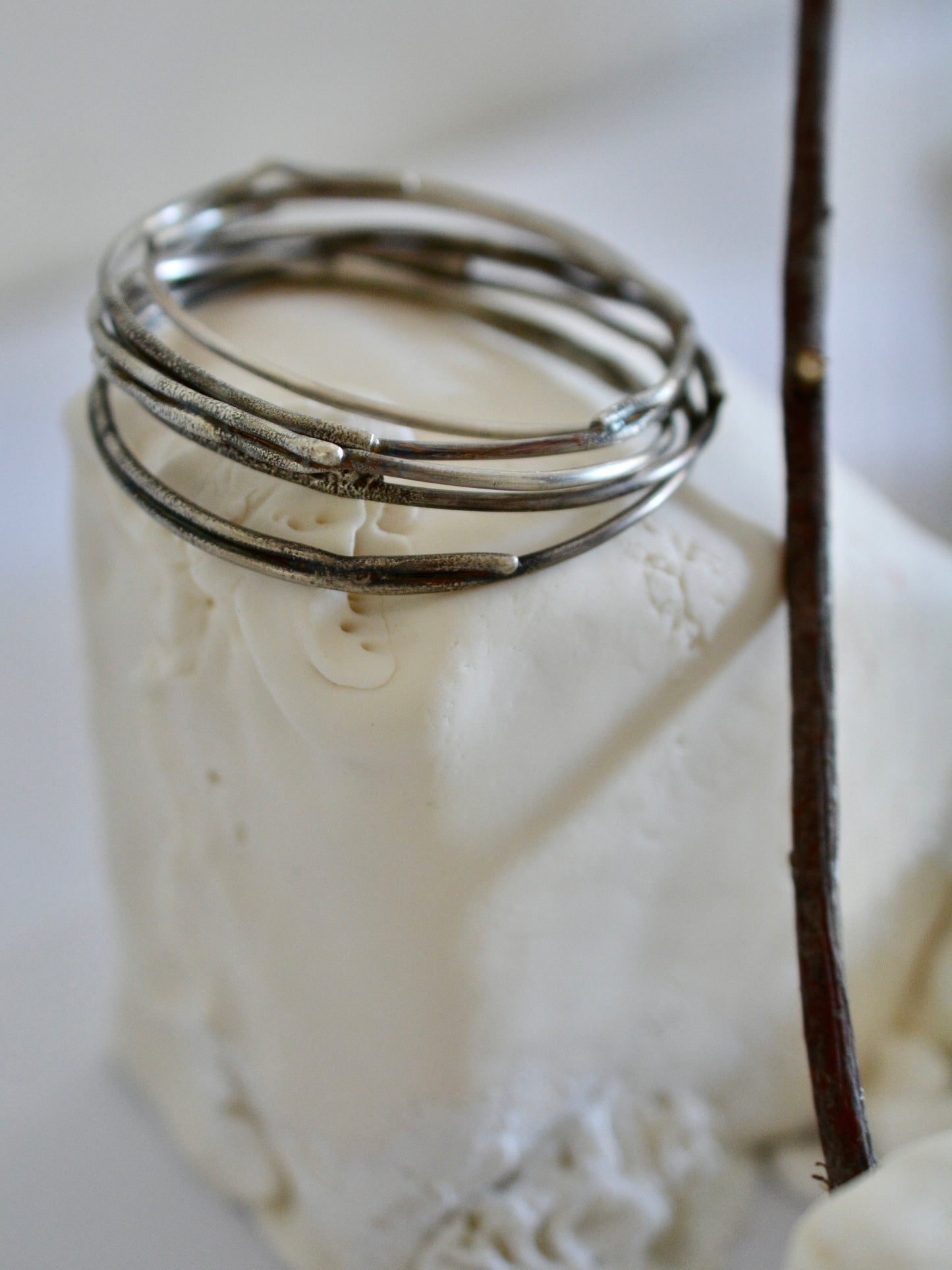 Silver Vine Bangle Stack