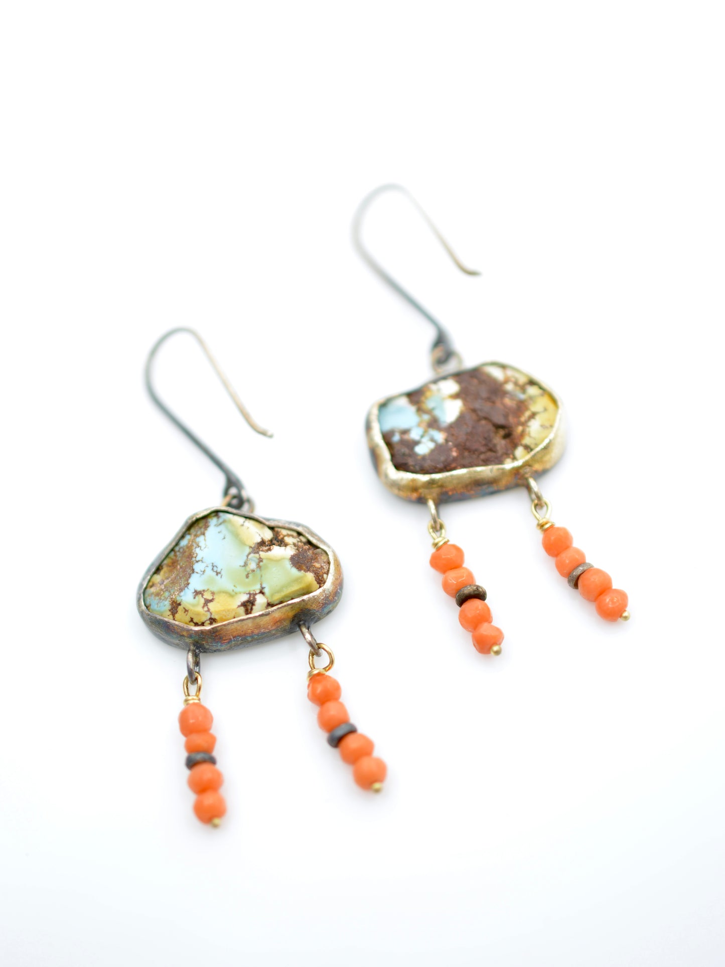 Lavender Turquoise & Coral Earrings