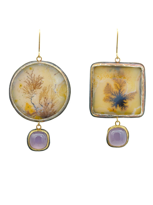 Dendritic Agate and Chalcedony Earrings