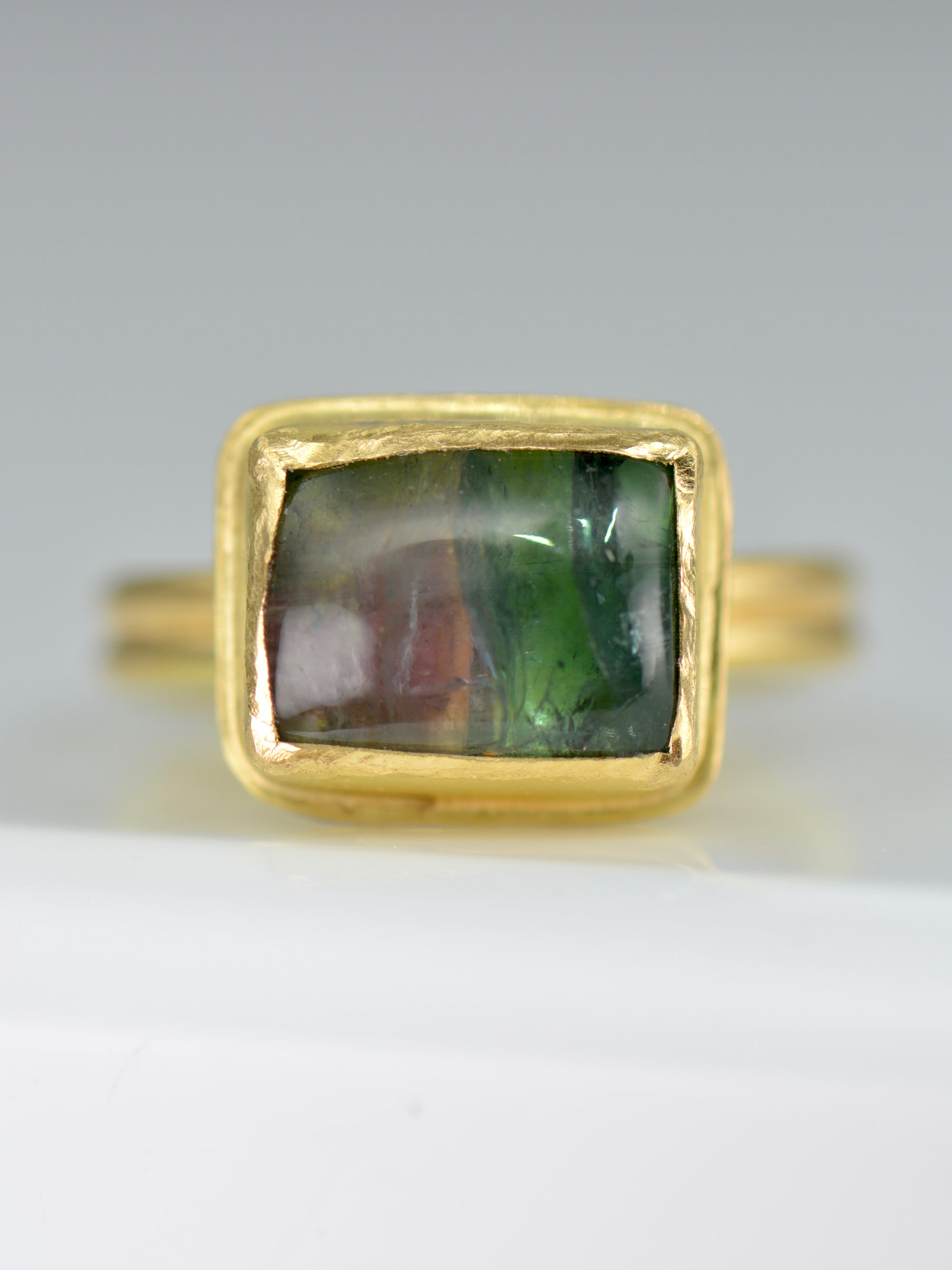Watermelon Bicolour Tourmaline Ring | Handcrafted 18k Solid Gold