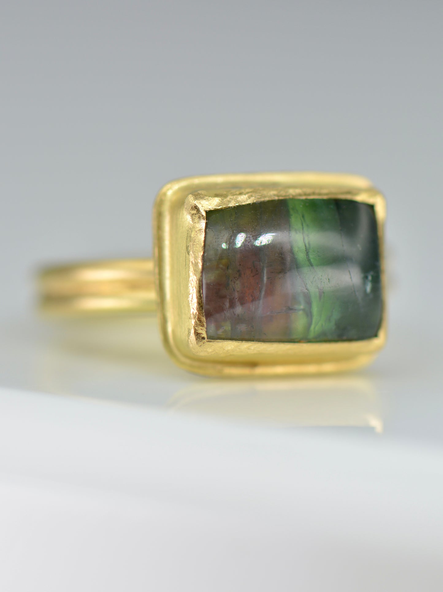 Watermelon Bicolour Tourmaline Ring | Handcrafted 18k Solid Gold