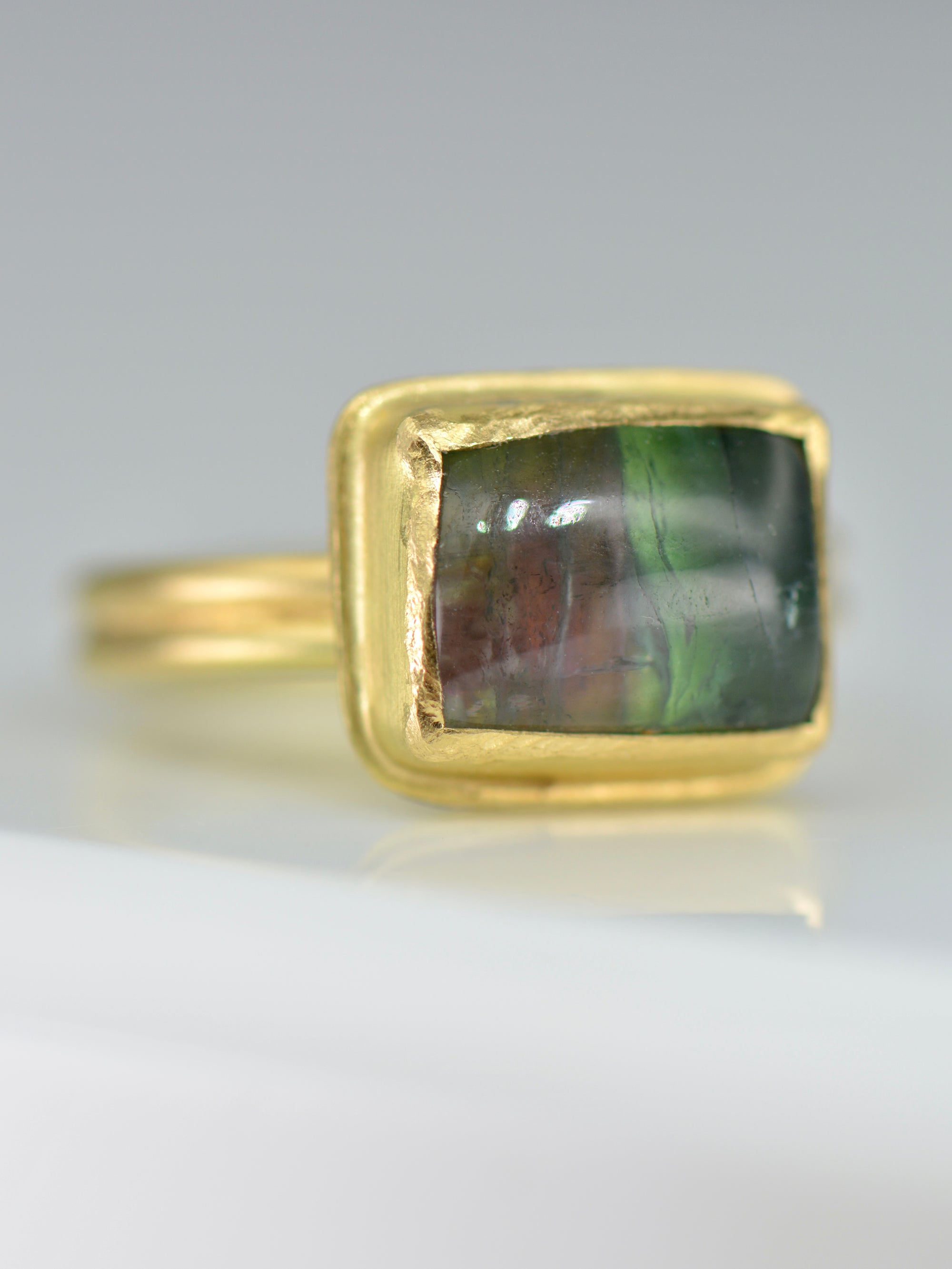 Watermelon Bicolour Tourmaline Ring | Handcrafted 18k Solid Gold